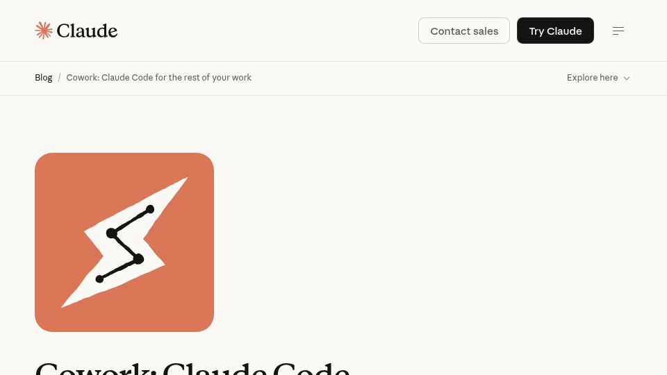 Screenshot of claude.com: Cowork: Claude Code for the rest of your work