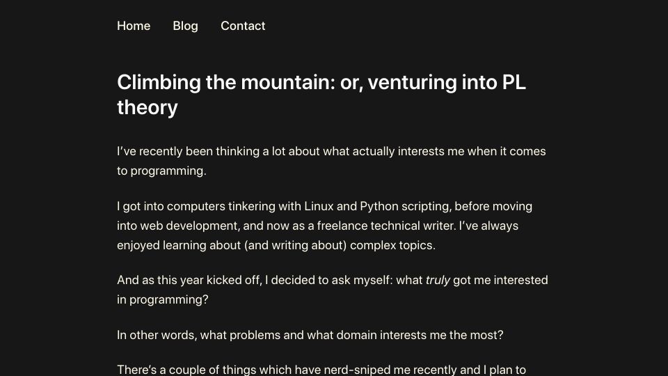 Screenshot of techne98.com: Climbing the mountain: or, venturing into PL theory