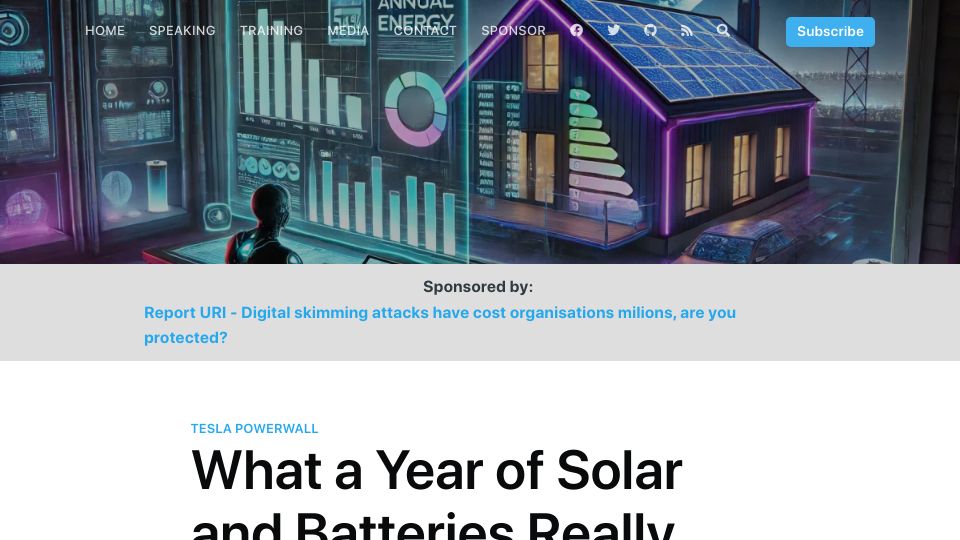 Screenshot of scotthelme.co.uk: What a year of solar and batteries saved us in 2025