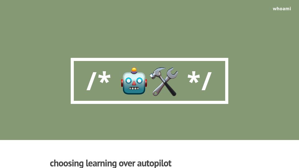 Screenshot of anniecherkaev.com: Choosing learning over autopilot