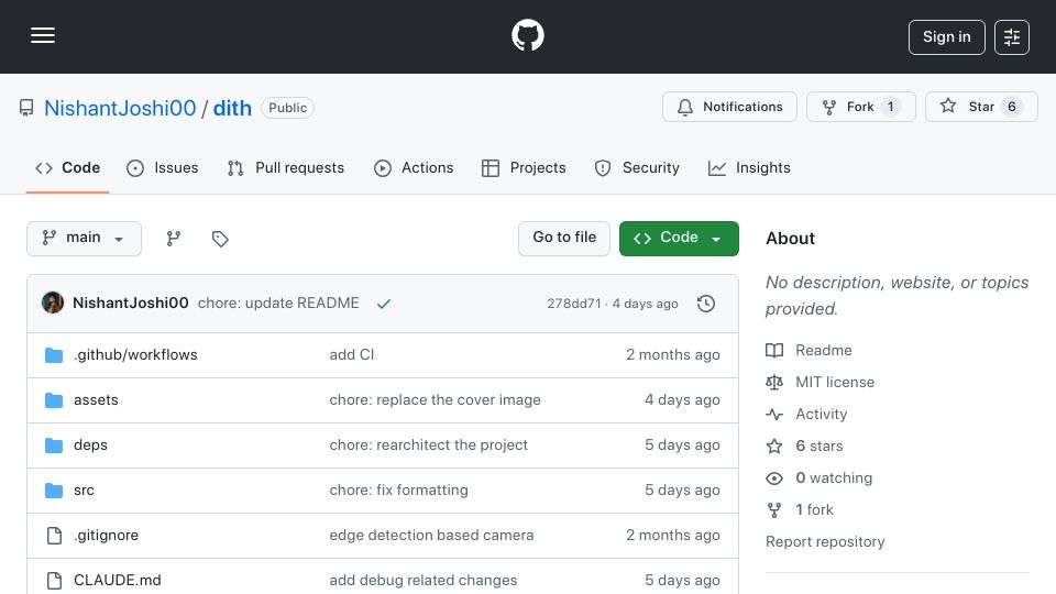 Screenshot of github.com: Show HN: Ever wanted to look at yourself in Braille?