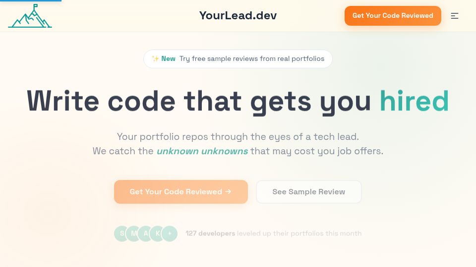 Screenshot of yourlead.dev: Junior devs don't know the red flags we spot in seconds and we never tell them