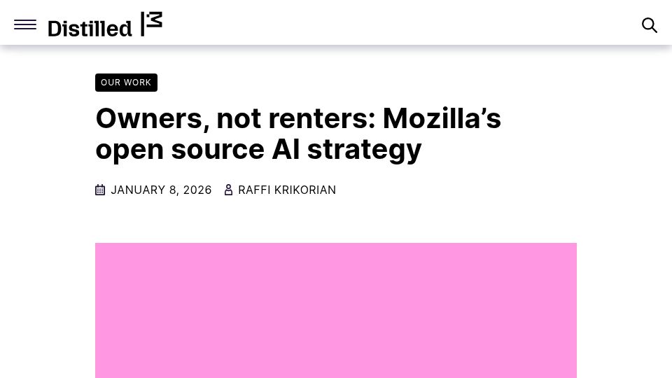 Screenshot of blog.mozilla.org: Mozilla's open source AI strategy