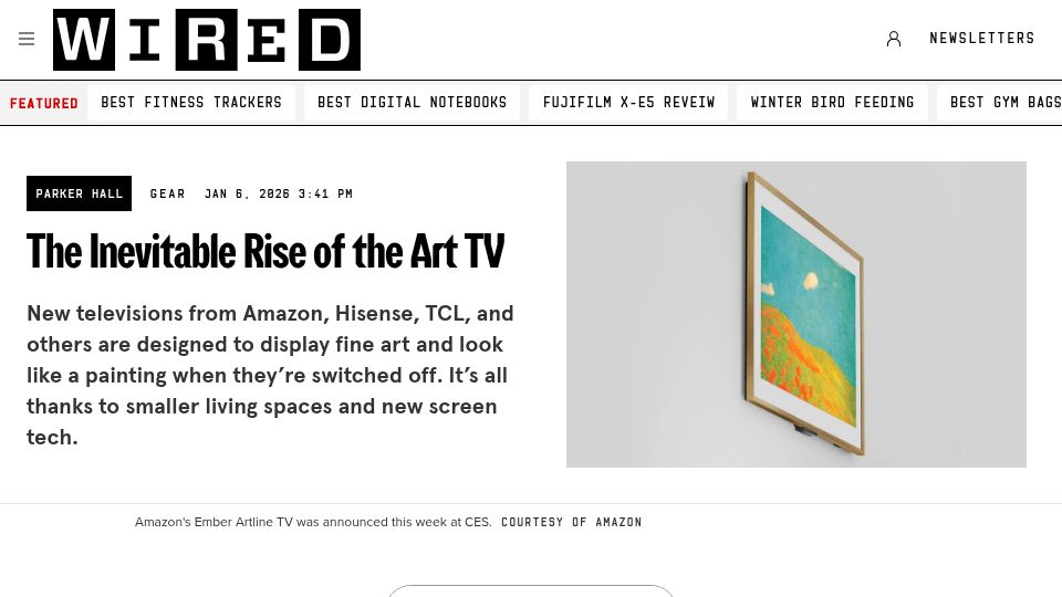 Screenshot of wired.com: The Inevitable Rise of the Art TV