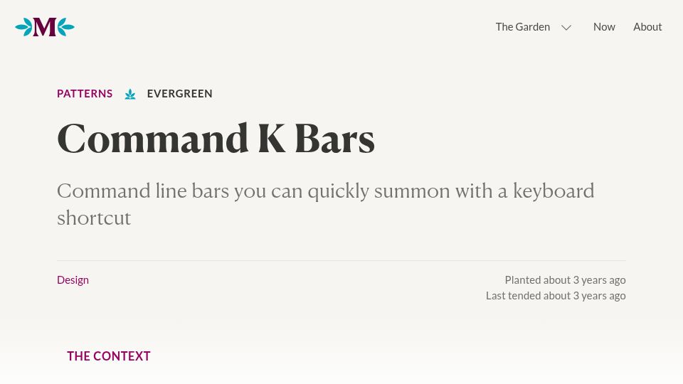 Screenshot of maggieappleton.com: Command K Bars