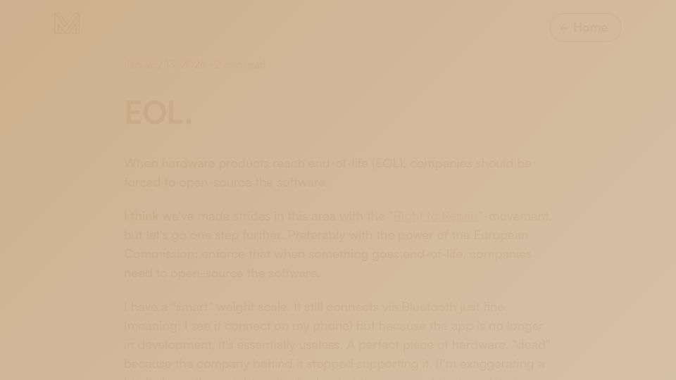 Screenshot of marcia.no: When hardware goes end-of-life, companies need to open-source the software