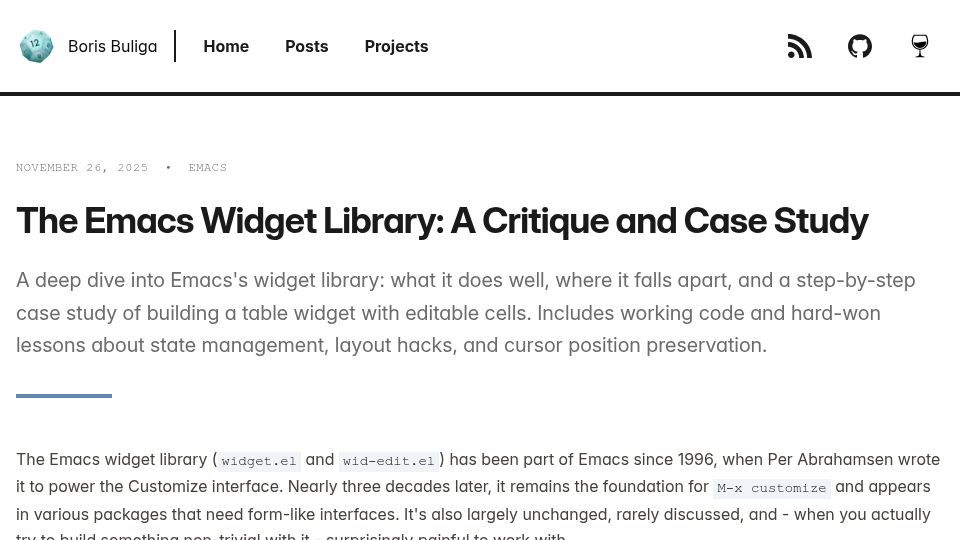 Screenshot of d12frosted.io: The Emacs Widget Library: A Critique and Case Study