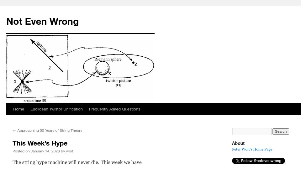 Screenshot of math.columbia.edu: The string theory hype machine will never die