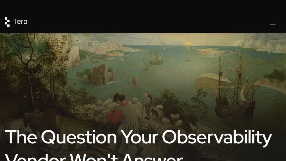 Screenshot of usetero.com: How much of my observability data is waste?