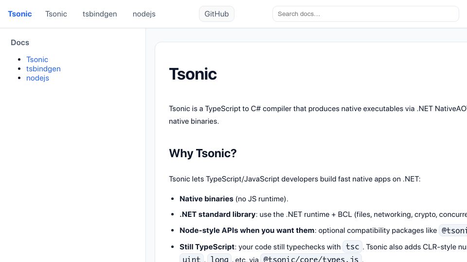 Screenshot of tsonic.org: Show HN: The Tsonic Programming Language