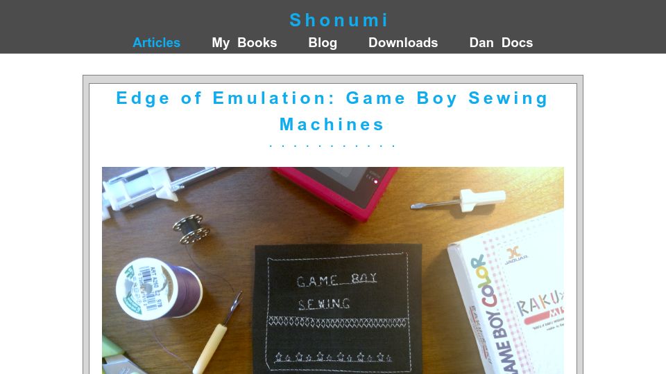 Screenshot of shonumi.github.io: Edge of Emulation: Game Boy Sewing Machines (2020)