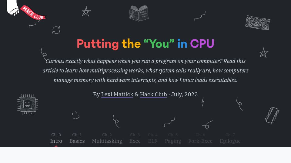 Screenshot of cpu.land: Putting the "You" in CPU (2023)