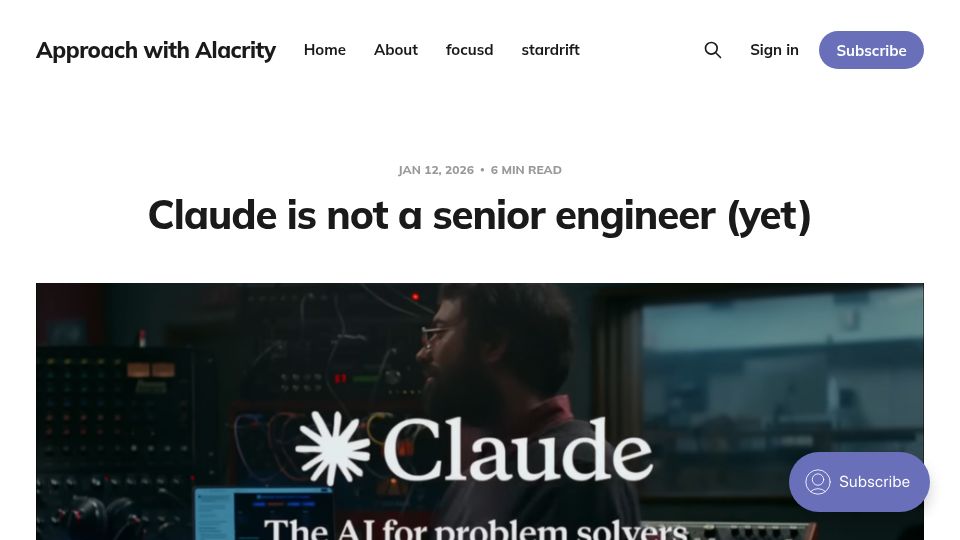 Screenshot of approachwithalacrity.com: Claude is good at assembling blocks, but still falls apart at creating them