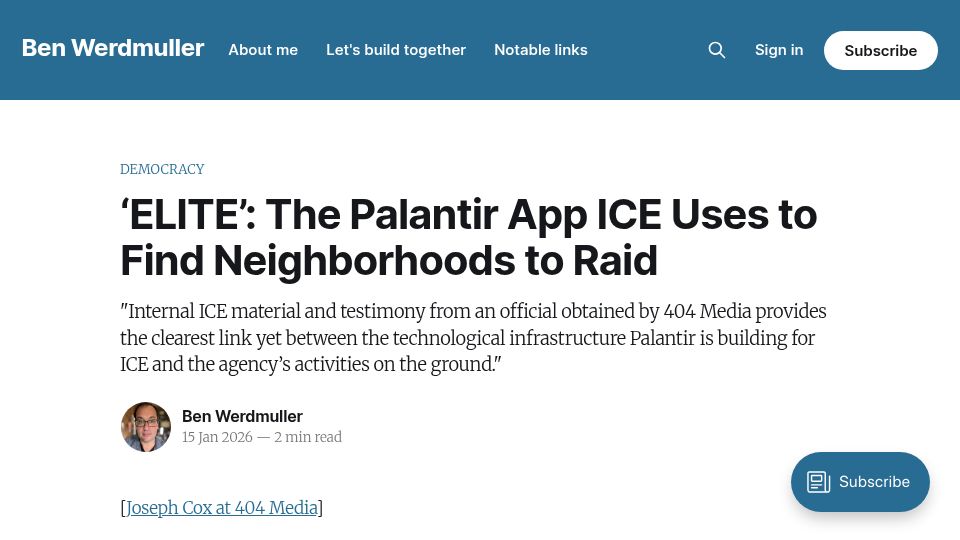 Screenshot of werd.io: ‘ELITE’: The Palantir app ICE uses to find neighborhoods to raid