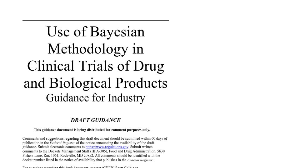Screenshot of fda.gov: Use of Bayesian methodology in clinical trials of drug and biological products [pdf]