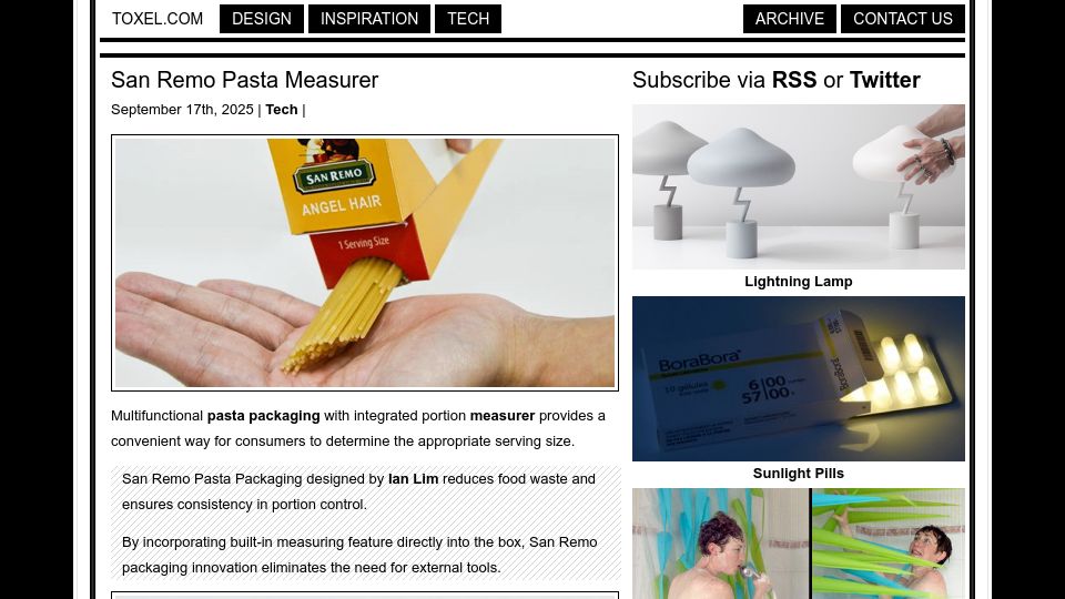Screenshot of toxel.com: San Remo Pasta Measurer
