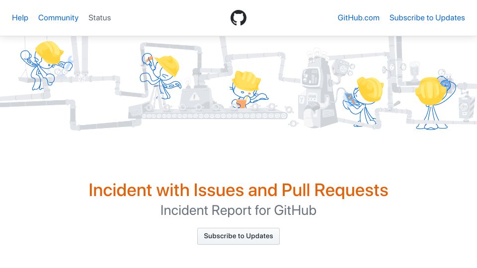 Screenshot of githubstatus.com: GitHub Incident