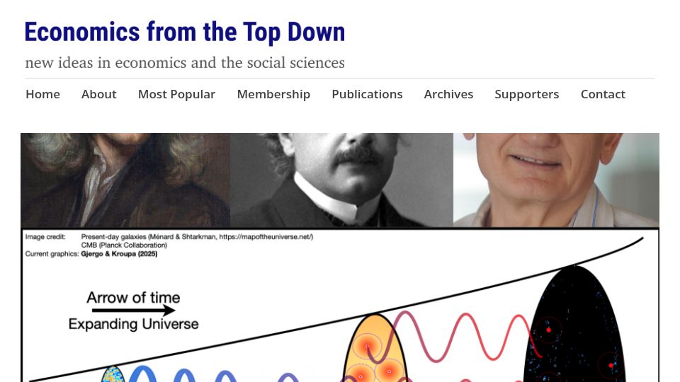 Screenshot of economicsfromthetopdown.com: An Unfolding Scientific Revolution in Cosmology