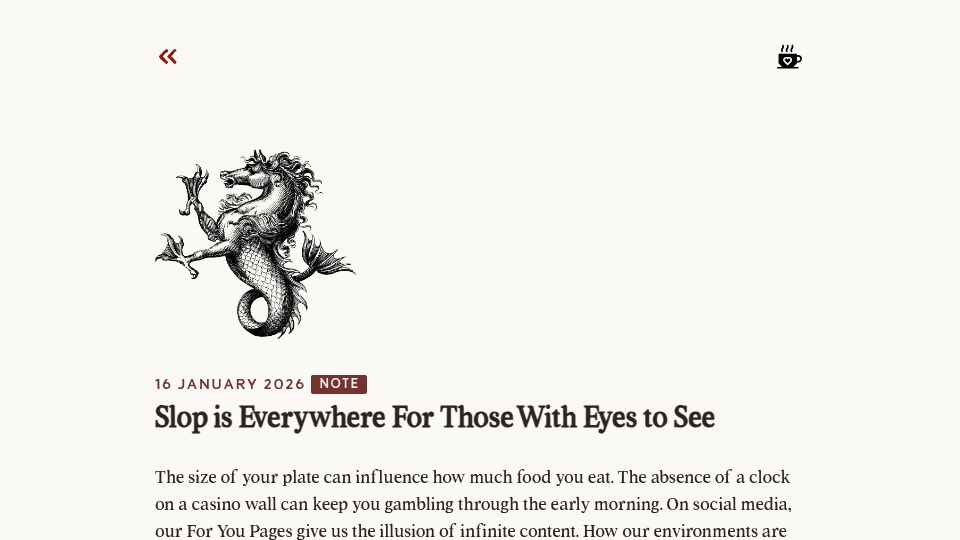 Screenshot of fromjason.xyz: Slop is everywhere for those with eyes to see