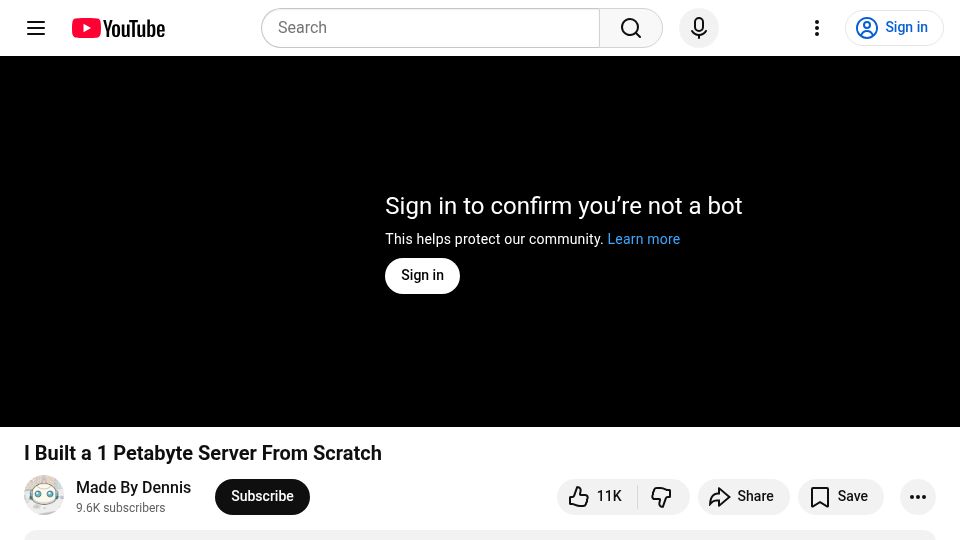 Screenshot of youtube.com: I Built a 1 Petabyte Server from Scratch [video]
