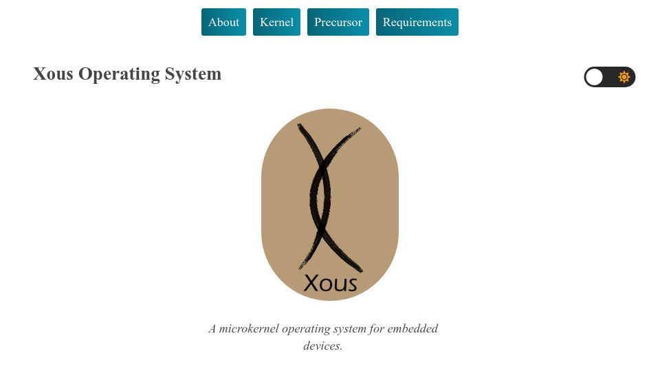 Screenshot of xous.dev: Xous Operating System