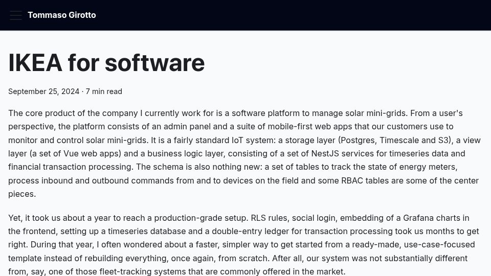 Screenshot of tommaso-girotto.co: IKEA for Software