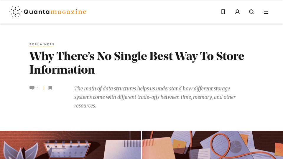 Screenshot of quantamagazine.org: There's no single best way to store information