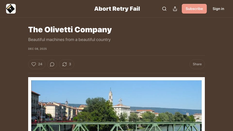 Screenshot of abortretry.fail: The Olivetti Company