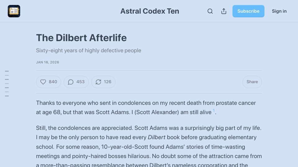 Screenshot of astralcodexten.com: The Dilbert Afterlife