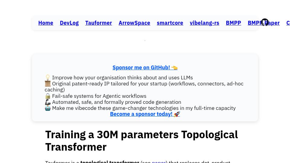 Screenshot of tuned.org.uk: Starting from scratch: Training a 30M Topological Transformer
