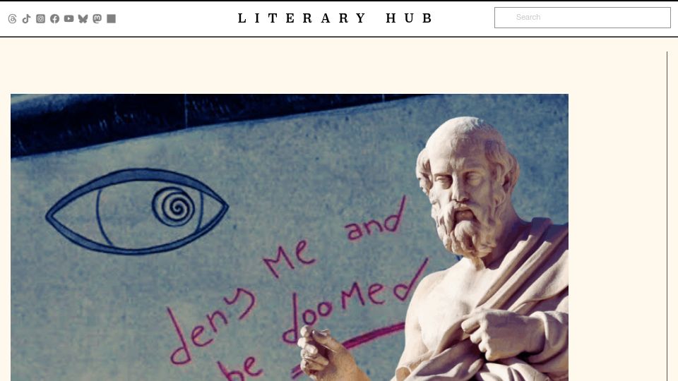 Screenshot of lithub.com: Texas A&M university is banning Plato, citing his "gender ideology"