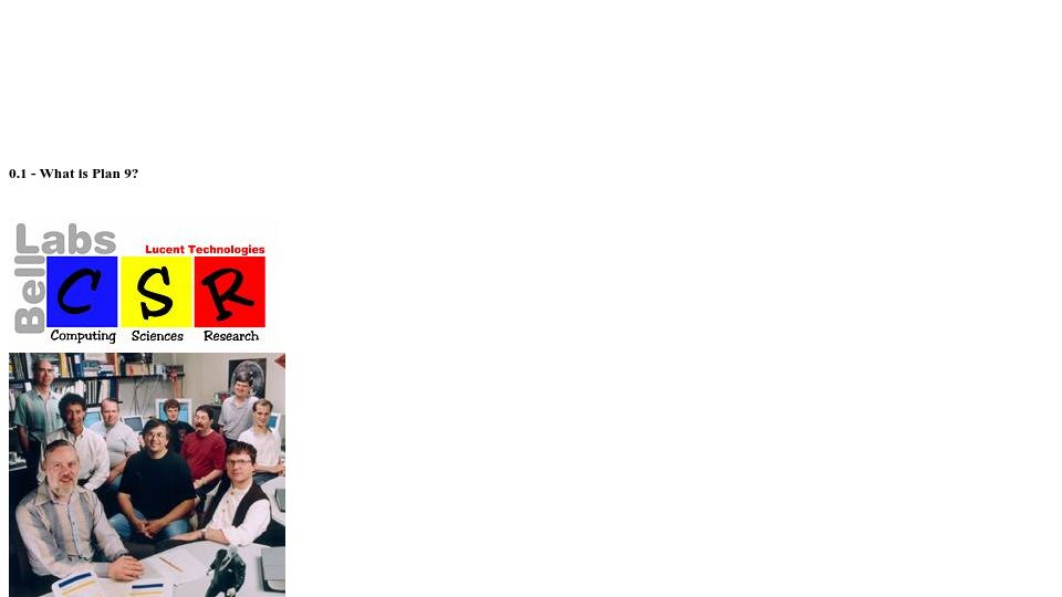 Screenshot of fqa.9front.org: What is Plan 9?