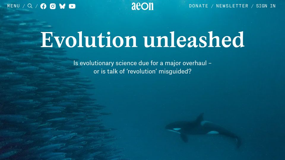 Screenshot of aeon.co: Evolution Unleashed (2018)