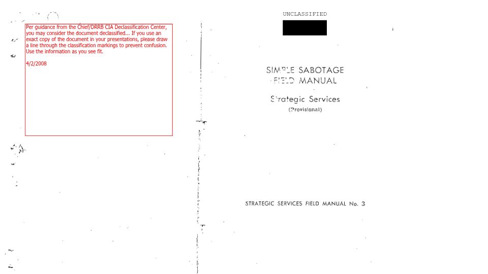 Screenshot of cia.gov: Simple Sabotage Field Manual (1944) [pdf]