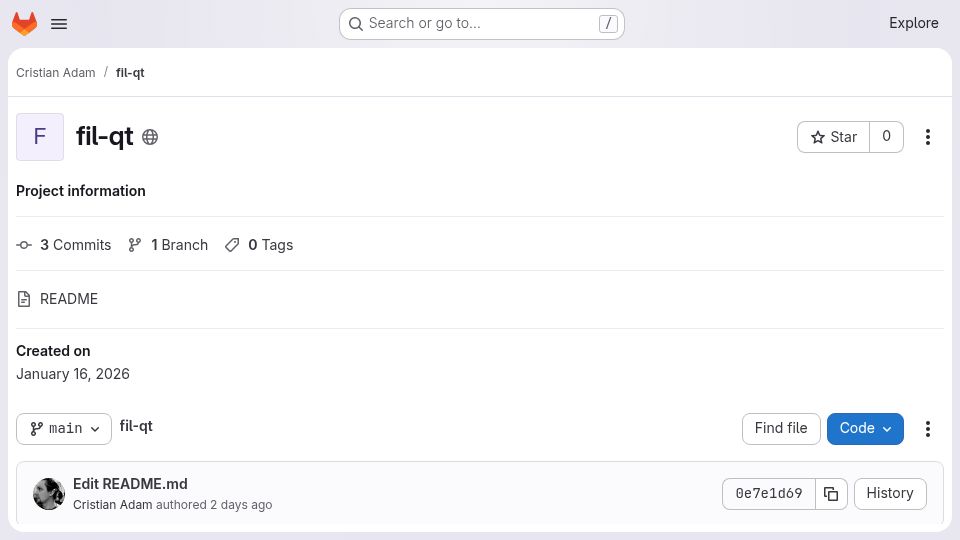 Screenshot of git.qt.io: Fil-Qt: A Qt Base build with Fil-C experience