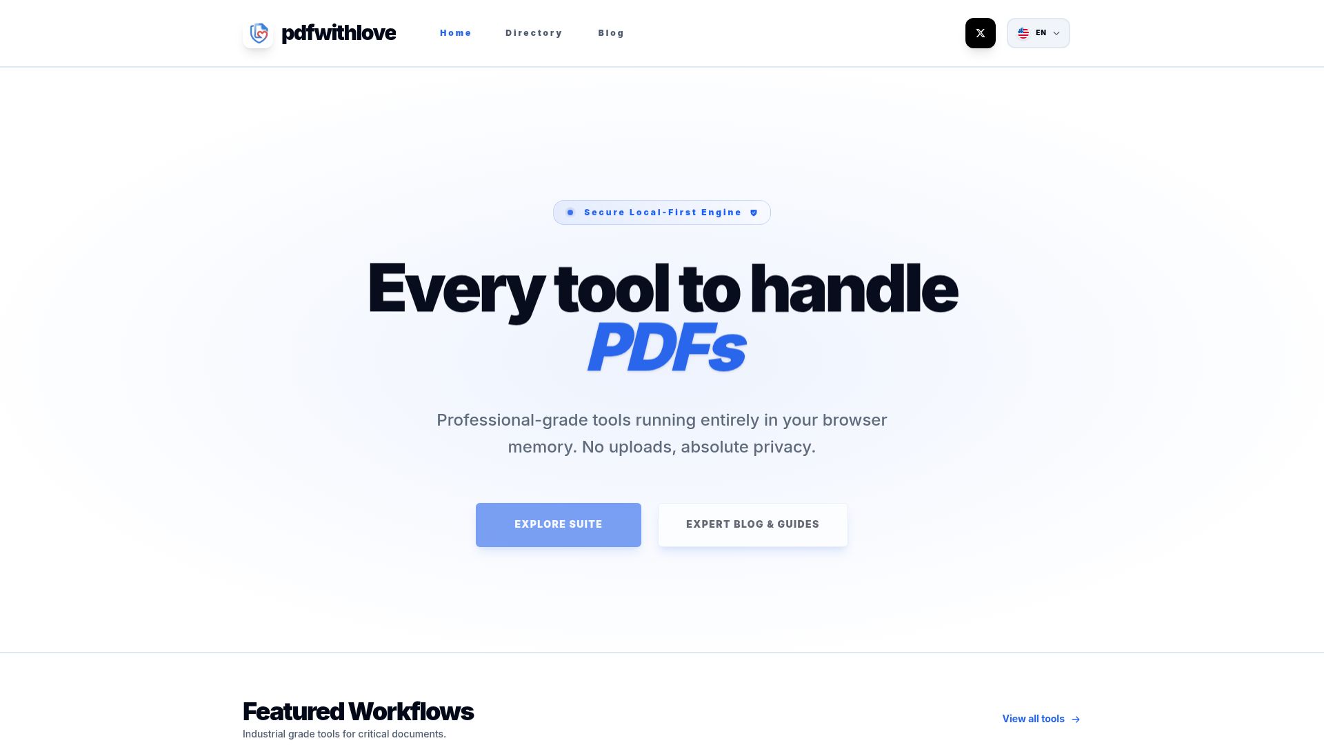 Screenshot of pdfwithlove.netlify.app: Show HN: Pdfwithlove – PDF tools that run 100% locally (no uploads, no back end)