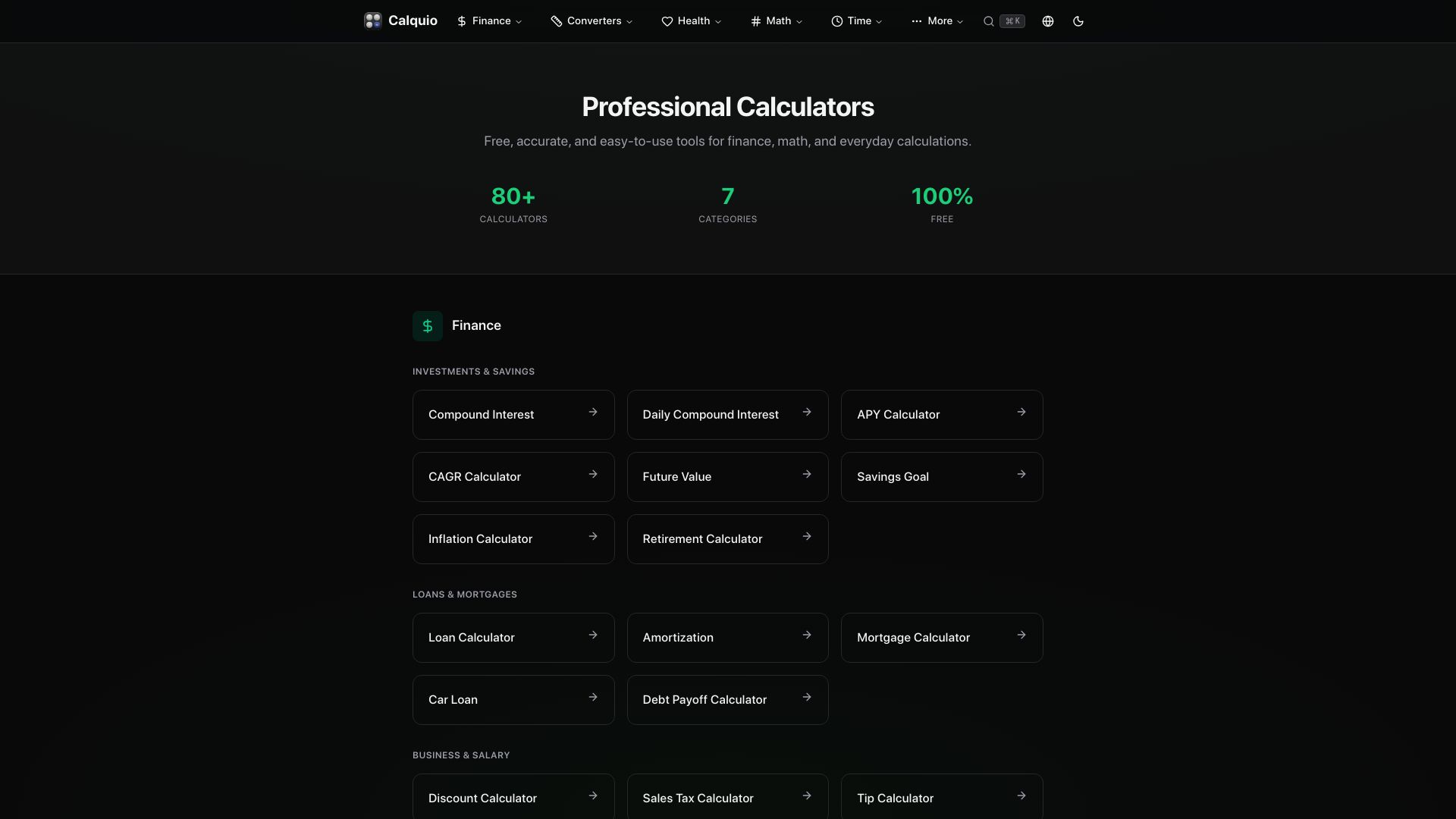Screenshot of calquio.com: Show HN: I quit coding years ago. AI brought me back