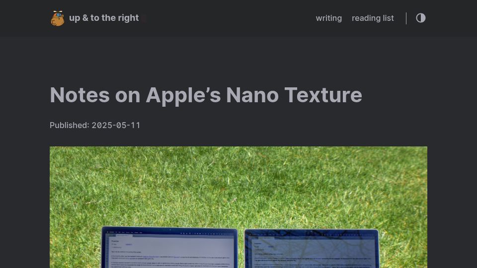 Screenshot of jon.bo: Notes on Apple's Nano Texture (2025)