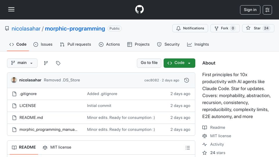 Screenshot of github.com: I wrote the manual Karpathy said was missing for agentic AI