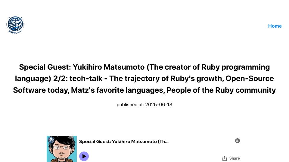 Screenshot of en.kaigaiiju.ch: Matz 2/2: The trajectory of Ruby's growth, Open-Source Software today etc.