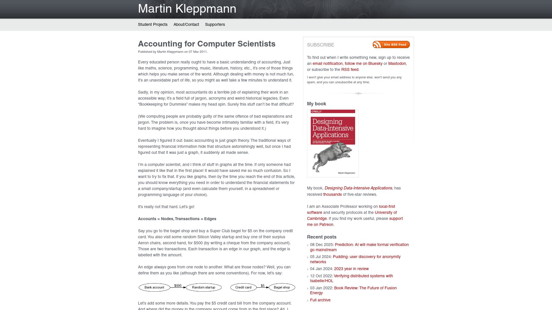 Screenshot of martin.kleppmann.com: Accounting for Computer Scientists (2011)