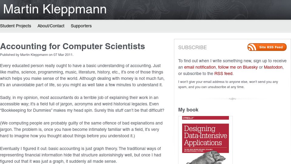 Screenshot of martin.kleppmann.com: Accounting for Computer Scientists (2011)