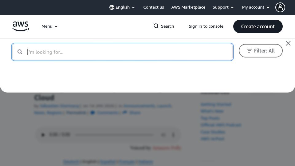 Screenshot of aws.amazon.com: Opening the AWS European Sovereign Cloud