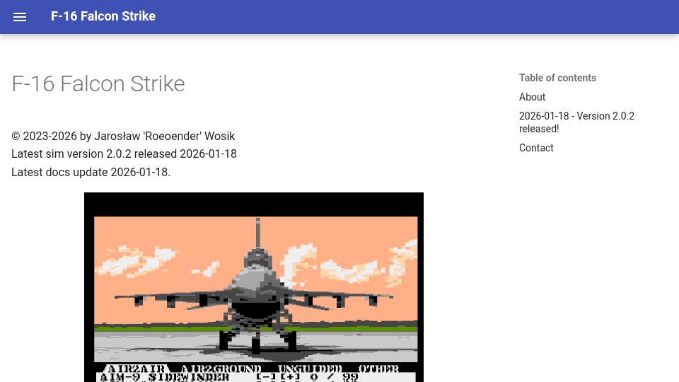 Screenshot of webchrono.pl: F-16 Falcon Strike