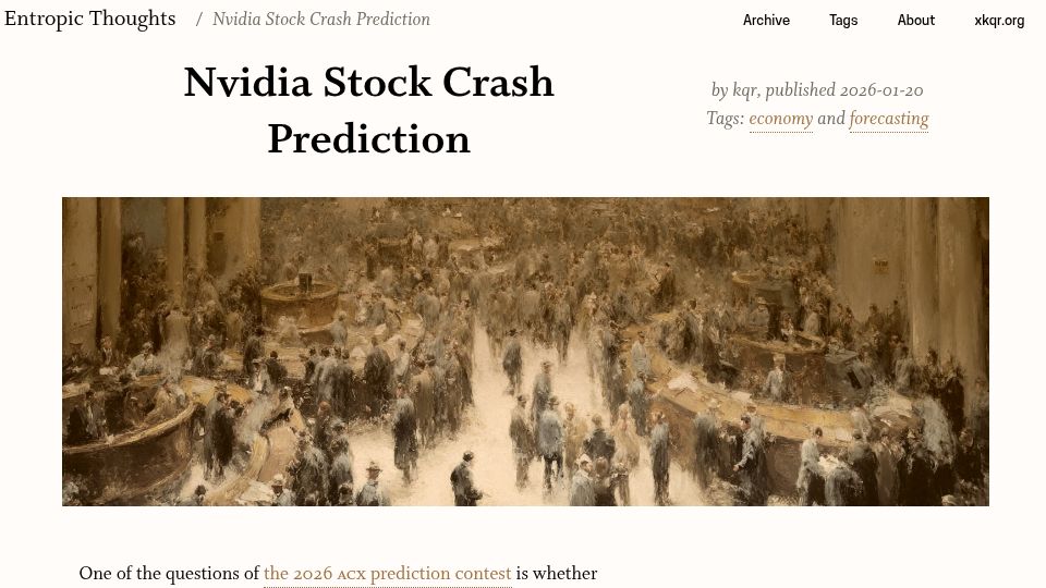 Screenshot of entropicthoughts.com: Nvidia Stock Crash Prediction