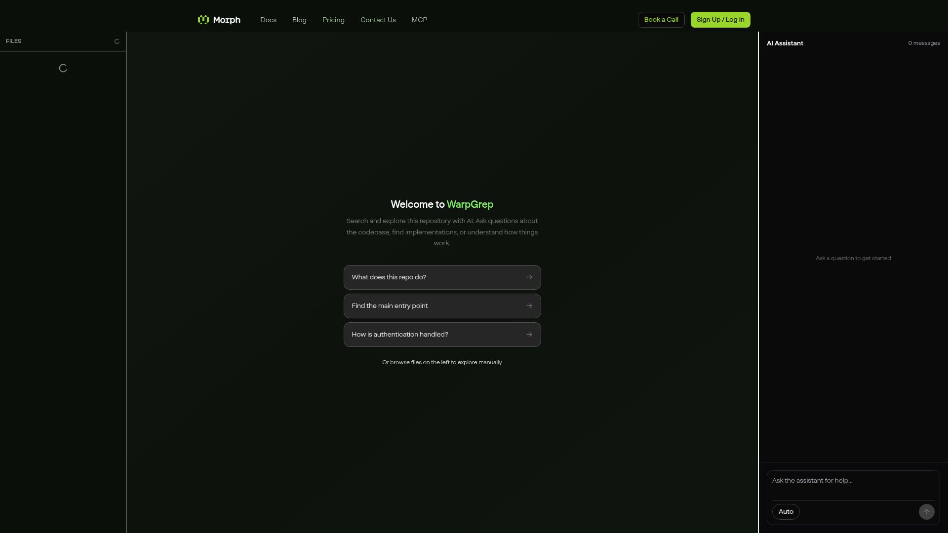 Screenshot of morphllm.com: Show HN: Parallel Agentic Search on the Twitter Algorithm
