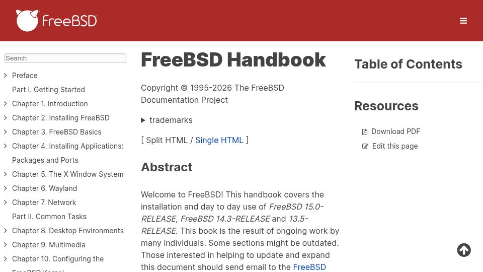 Screenshot of docs.freebsd.org: FreeBSD