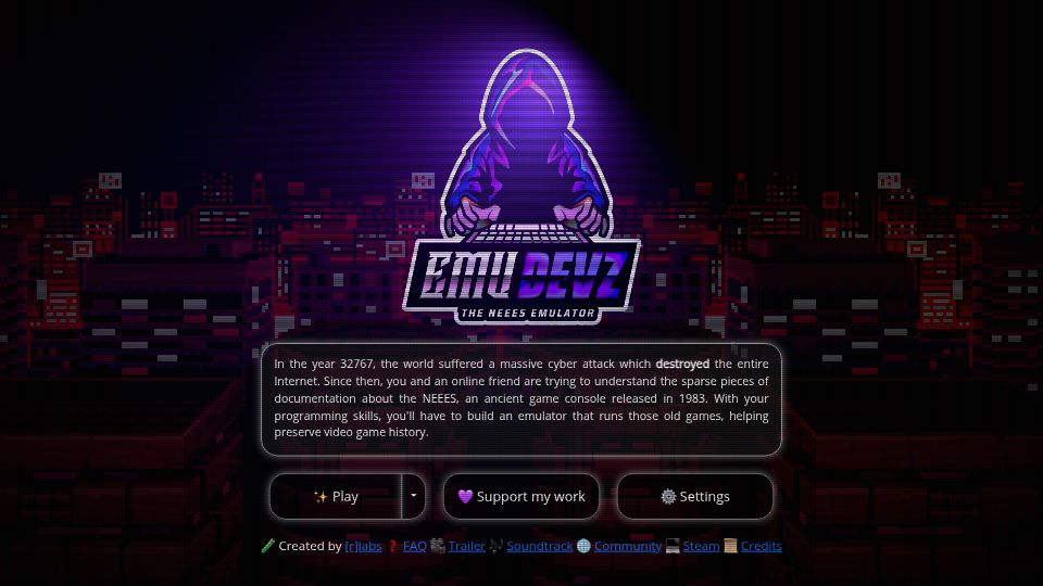 Screenshot of afska.github.io: EmuDevz: A game about developing emulators