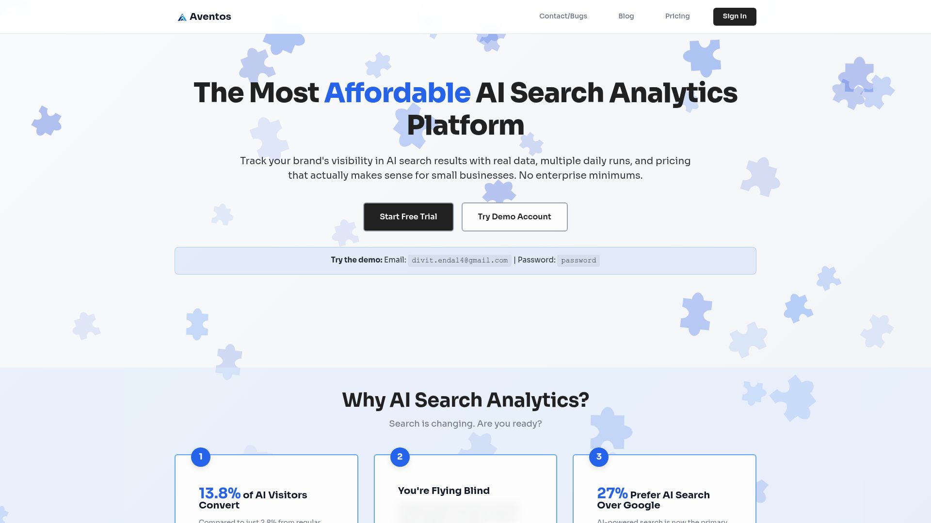 Screenshot of aventos.dev: Show HN: Aventos – An experiment in cheap AI SEO