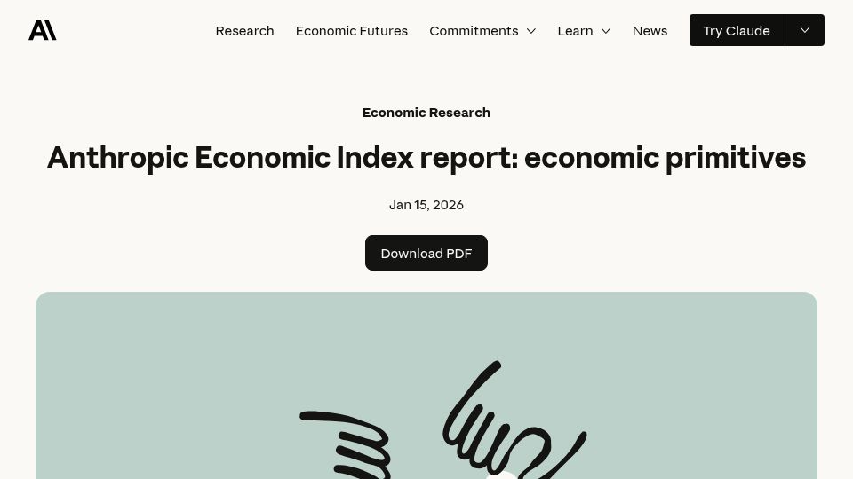 Screenshot of anthropic.com: Anthropic Economic Index report: economic primitives